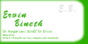 ervin bineth business card